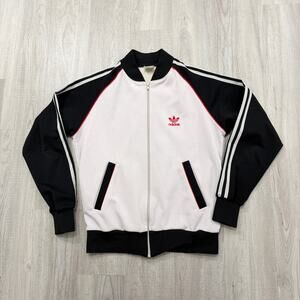 Vintage Adidas Tracksuit Jacket Men's Medium Gray Black Full Zip Sweatshirt 80s